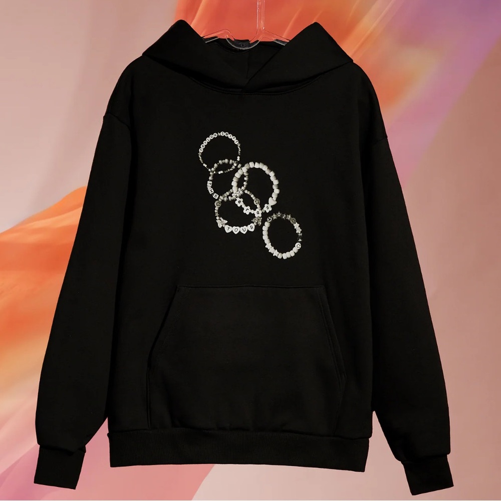 Taylor Swift Eras Tour Friendship Bracelet Black Hoodie size Medium